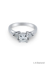 14K White Gold Diamond Princess Cut Centre with Trilliant Shape Engagement Ring (.90 ct)